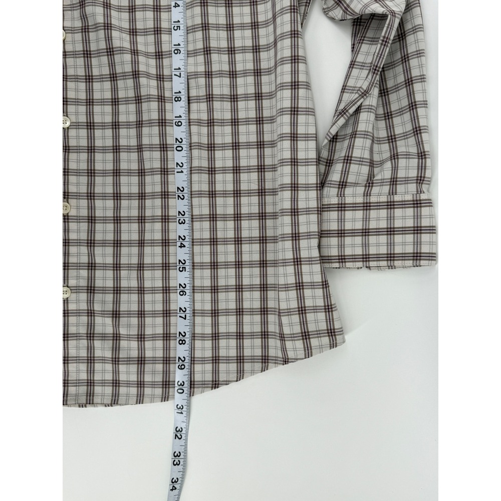 Mizzen+Main Leeward Classic Fit Large White Brown Plaid Performance 1WS-0853 - Picture 5 of 9